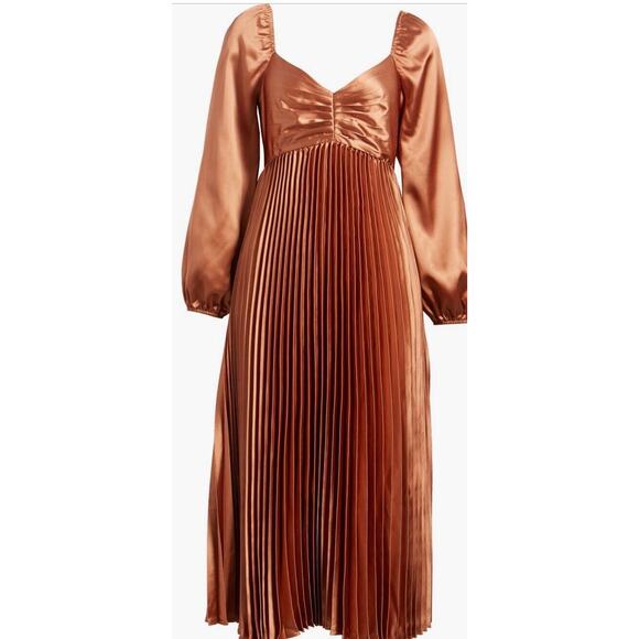 Zoe & Claire Copper MIDI Dress W/Long Sleeves Size S Retail $98 - Picture 5 of 6